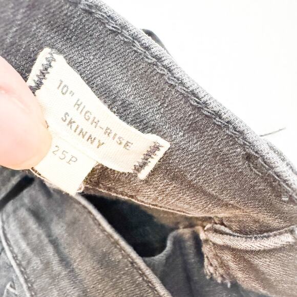 Madewell 10" High-Rise Skinny Button Fly Charcoal Denim Jeans Size 25P - Picture 7 of 10